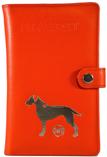 Cuir Housse passeport vaccination orange